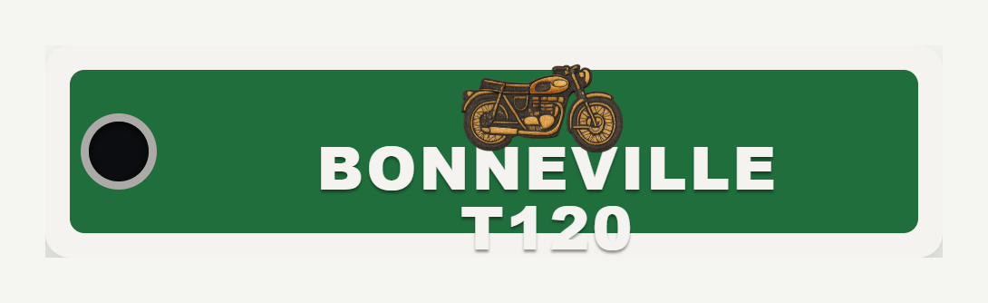 Racing green Bonneville T120 keyring design with vintage motorcycle artwork from the MyMotoTag designer